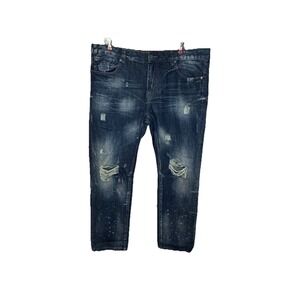 Grindhouse Mens Jeans Vintage Y2K Streetwear Distressed Denim Blue Sz.40X32